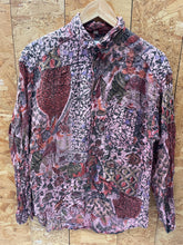 Vintage 90s grungy ethnic block print crazy patter long sleeve ugly shirt size large by McKay